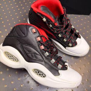 Reebok Question Mid Black White Scarlet Mens 9